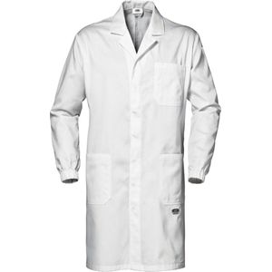 SIR SAFETY SYMBOL MENS Stof Werkjas HEREN Veiligheidsjas Wit - Metaaldetecteerbare Sluiting - Katoen Twill - Elastische Manchetten