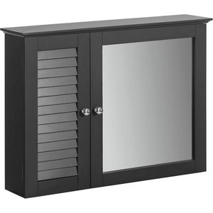 Rootz Badkamerspiegelkast - Wandkast met spiegeldeur - Ruimtebesparende opslag - Verstelbare planken, schimmelpreventie, luchtdoorlatende lamellen - MDF-constructie - 65 cm x 49 cm x 15 cm
