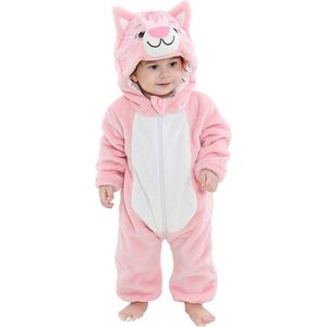 Flanellen Dinosaurus Romper voor Baby's en Peuters - Warm Kostuum met Capuchon voor Winter