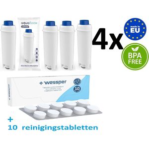 4 x Aqua_Floow filter voor Delonghi Dinamica Magnifica koffiemachine - vervanging + EXTRA Tabletten voor het reinigen en ontvetten van de koffiemachine - 10 x 2g
