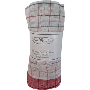 Theedoeken - keukendoek set - 45x70cm 10 stuks - rood - geblokt - wasbaar 60°