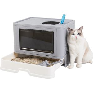 Kibus Kattenbak Ombouw: Perfect Voor Maine Coon <10KG - Ontgeuringseffect & Hoge Kwaliteit - 50x38x37cm - Met Schepje!