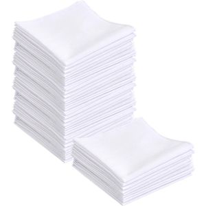 Ibenzoa® Set van 25 Luxe Katoenen Zakdoeken voor Dames en Heren - 28 x 28 cm - Wit Design
