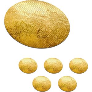 Onderzetters voor glazen - Rond - Goud - Design - Abstract - 10x10 cm - Glasonderzetters - 6 stuks