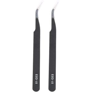 EGoods - Set van 2 Roestvrij Stalen Gebogen Pincetten Reparatiegereedschapsset - Antistatische Precisiepincetten - Onderhoudsgereedschap