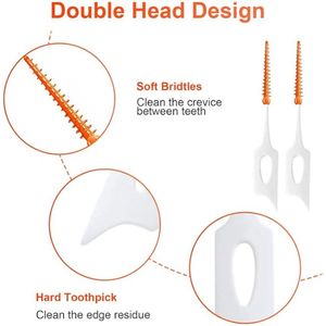 Interdentale borstels flossticks - 120 stuks dual-use adaptieve interdentale borstel tandreiniger met opbergtas
