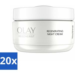 20 x Olay - Regenerist - Nachtcrème - Regenererend - Alle Huidtypes - 50 ml - Regeneratie - Stralende Huid - Fijne Lijntjes - Gezichtscreme - Nachtverzorging