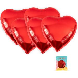Festivz 36 inch Hartjes Folie ballonen - 5 stuks - Liefde – Hartjes Decoratie - Love - Feestversiering – Rood - Wit - Cadeau - Feest - Man & Vrouw - Hem & Haar - Valentijn - Valentijnversiering - Valentijnsdag - Moederdag