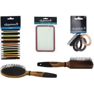 Haarborstel set met spiegel en haaraccessoires (Voordeelset)