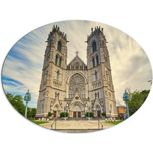 Dibond Ovaal - De Kathedraalbasiliek van het Heilig Hart, New Jersey - 108x81 cm Foto op Ovaal (Met Ophangsysteem)
