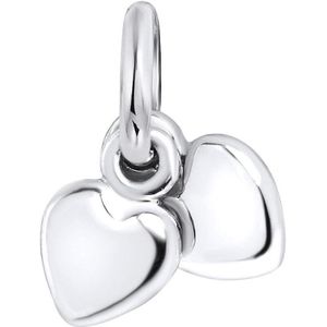 Lucardi Dames Zilveren hanger 2 harten - Hanger - 925 Zilver - Zilverkleurig
