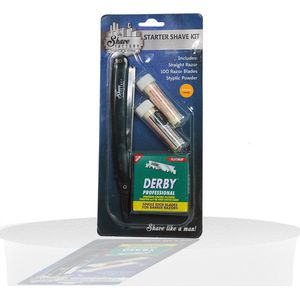 The Shave factory Starter Shave Kit, Scheermes, Klassiek Scheermes, Barbiermes, Straight Razor, Nat Scheren