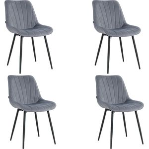 Lina® Alfa Eetkamerstoelen - Grijs - Set van 4 - Velvet