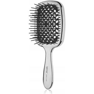 Janeke Superbrush Haarborstel Chroom Zwart - Ontwarren & Stylen