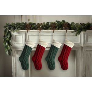 Gebreide kerstsokken - 4 stuks - 46 cm - geschikt voor thuisdecoratie tijdens de feestdagen - geschikt als cadeau voor familie, vrienden en kinderen - Kerstsokken - Kerstbenodigdheden - Kerstdecoratie cadeauzakjes - hangers - decoraties