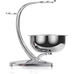 Scheerset voor heren - Roestvrijstalen scheerborstelhouder en veiligheidsscheerstandaard met schaal