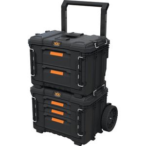 Keter Pro Gear XL Gereedschapswagen met 2 koffers - 5 lades - 65x47,8x78,9-105,5cm - Zwart
