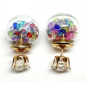 Double dot oorbellen gevuld met grote strass stenen