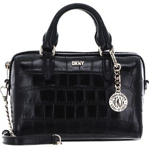 DKNY Leren Handtas Schoudertas Bryant Croco Bryant SM Duffle Black Zwart