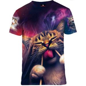 Chopstick cat - Kat met eetstokjes T-shirt Maat XL - Crew neck - Festival shirt - Superfout - Fout T-shirt - Feestkleding - Festival outfit - Foute kleding - Kattenshirt