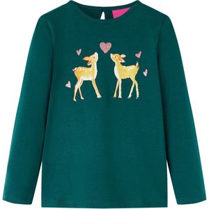 vidaXL - Kindershirt - Donkergroen - Lange Mouwen