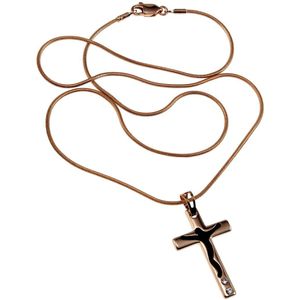 Kruishanger met Slangenketting Dames - Roséverguld - Tweedelige set - Ketting met Kruis-Hanger