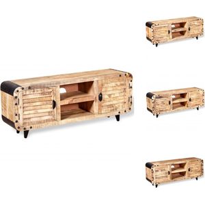 vidaXL tv-meubel industriële stijl 120x30x50 cm - massief mangohout - bruin/zwart - Kast