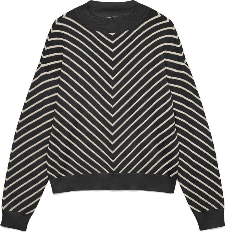 VERO MODA - VMCAPRICORN - Trui - Zwart / Wit - Losse Pasvorm