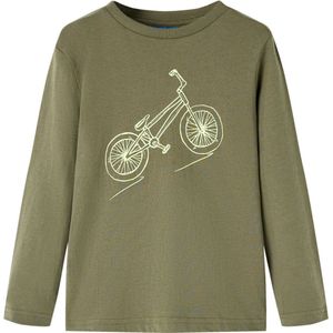 vidaXL - Kindershirt - met - lange - mouwen - 116 - kakikleurig