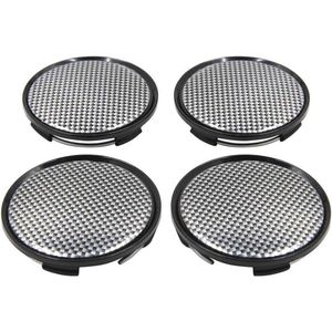 4 stuks zwarte wieldoppen met koolstofvezelpatroon, 63 mm, 4 klemmen voor autobanden - Set voor wielbescherming met modern ontwerp