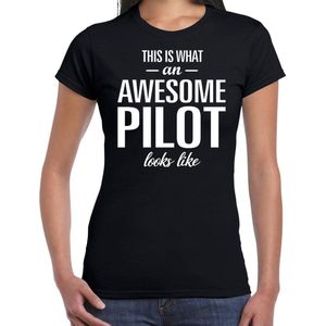 Awesome pilot / geweldige piloot cadeau t-shirt zwart - dames -  kado / verjaardag / beroep shirt XL