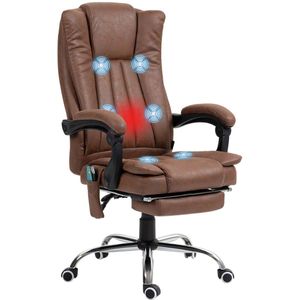 Trustez - massagestoel - massagestoel elektrisch - massagekussen - bureaustoelen - bureau stoel - bureaustoel gaming - bruin - leer - met voetsteun