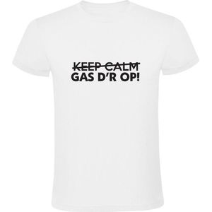 Keep Calm Gas D'r Op! | Heren T-shirt | Wit | Blijf Rustig | Boer | Boerin | Boerderij | Trekker Tractor