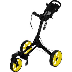 Fastfold Dice ultralichte golftrolley met zwenkwiel (zwart-geel)