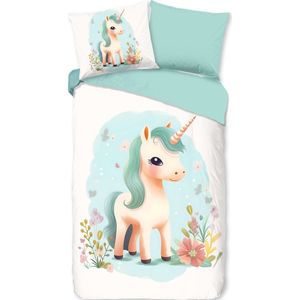 Flanel Dekbedovertrek - Unicorn - 140x200/220 - Kids - Zacht en Comfortabel
