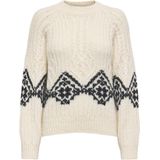 Jacqueline de Yong - Jdynaomi Raglan Jacq Cable Pull - Ecru/Black - Dames Trui