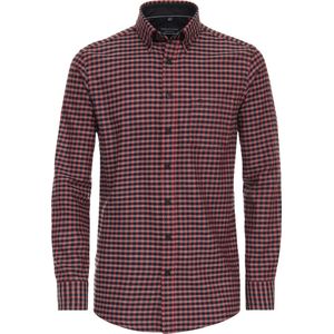 CASA MODA - Sport Comfort Fit Overhemd - Rood Geruit - Flanel - Strijkvriendelijk