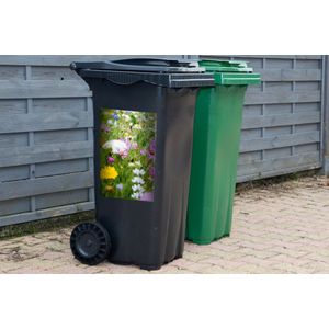 Container sticker Bloemen - Natuur - Groen - Gras - Paars - Wit - 40x60 cm - Kliko sticker