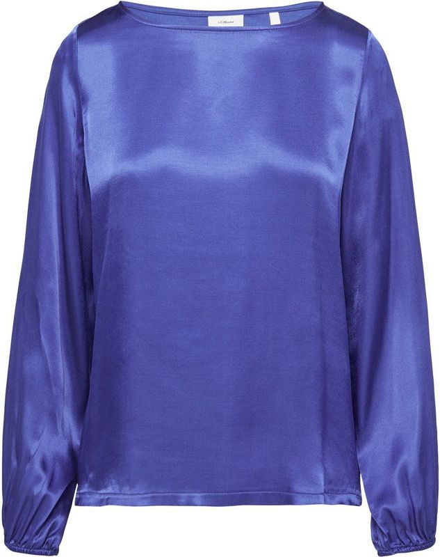 T-shirt - Blouseshirt - Materiaalmix - Boothals