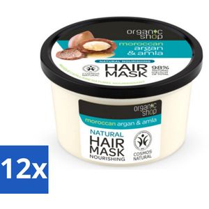 12 x Organic Shop - Haarmasker Argan & Amla - Herstellend en Verzorgend - 250 ml - Haar Masker Argan - Haarmasker Amla - Herstellend Haarmasker - Verzorgend Haarmasker - Beschadigd Haar