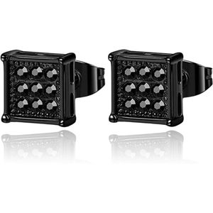 Mendes Heren Oorbellen - Nine Stone Stud Black