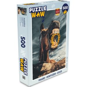 Puzzel Paard - Hoefijzer - Goud - Meisjes - Kinderen - Meiden - Legpuzzel - Puzzel 500 stukjes