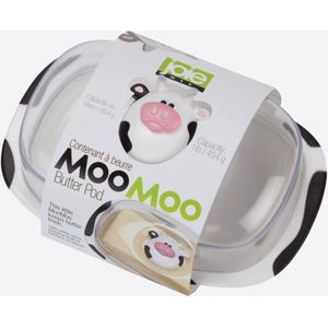Joie Moo Moo boterschaal met deksel uit kunststof wit en zwart 18x12.3x9cm