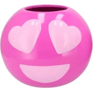 Smiley vaas 15x15x12cm Roze donker/licht