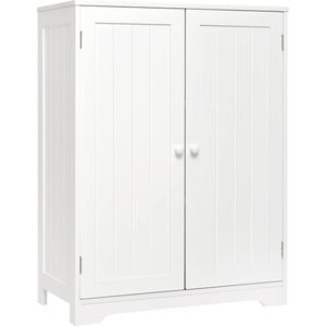 Badkamerkast, dressoir, modern met dubbele deur en verstelbare plank, MDF, beschilderd, hout, wit, 60 x 30 x 80 cm (b x d x h)