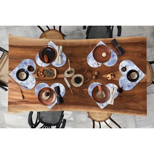 Onderleggers - Placemats - Placemats hartje - Marmer print - Zilver - Patronen - Luxe - 6 stuks