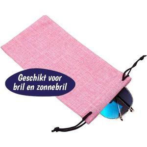 Fako Bijoux® - Polyester Brillenhoes - Met Trekkoord Sluiting - 18x9cm - Roze