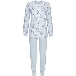 Warme katoenen doorknooppyjama blauw - Blauw - Maat - 36