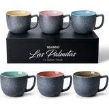 MiaMio -6 x 470 ml koffiemokken mokken set grote koffiekop moderne steengoed koffiemokken set van 6