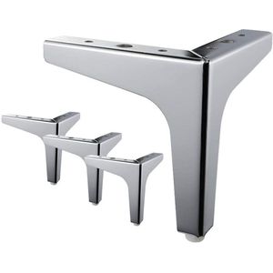 4x Meubelpootjes - Bankpoten - Stoelpoten - Meubelpoten Bed - Meubelvoeten - 15 cm - zilver